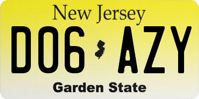 NJ license plate D06AZY