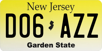 NJ license plate D06AZZ