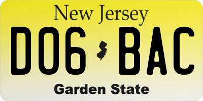 NJ license plate D06BAC