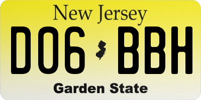 NJ license plate D06BBH