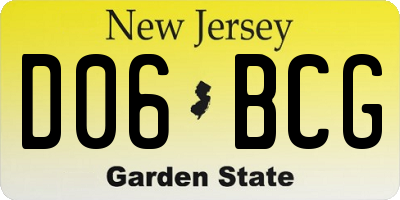 NJ license plate D06BCG
