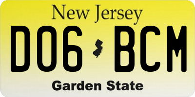 NJ license plate D06BCM