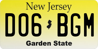 NJ license plate D06BGM