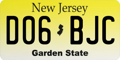 NJ license plate D06BJC