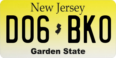 NJ license plate D06BKO