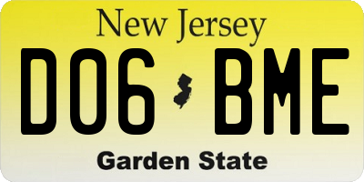 NJ license plate D06BME