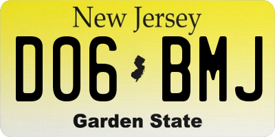NJ license plate D06BMJ