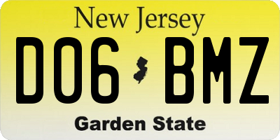 NJ license plate D06BMZ