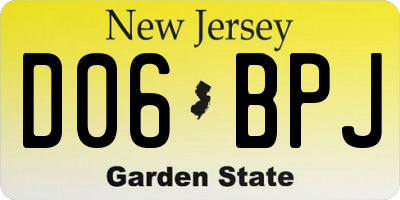 NJ license plate D06BPJ