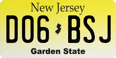 NJ license plate D06BSJ