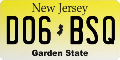 NJ license plate D06BSQ