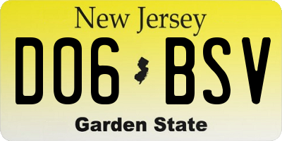 NJ license plate D06BSV