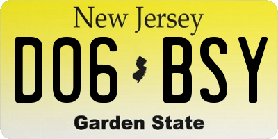 NJ license plate D06BSY