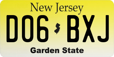 NJ license plate D06BXJ