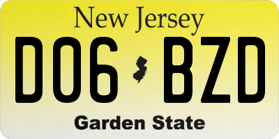 NJ license plate D06BZD