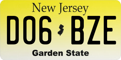 NJ license plate D06BZE