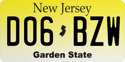NJ license plate D06BZW