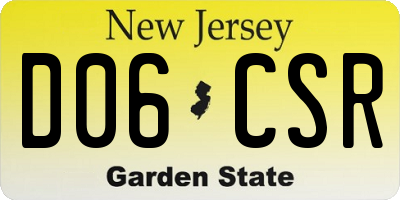 NJ license plate D06CSR