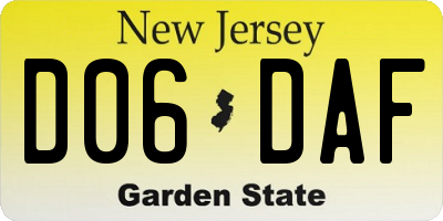 NJ license plate D06DAF