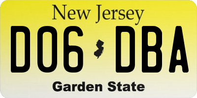 NJ license plate D06DBA