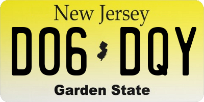 NJ license plate D06DQY