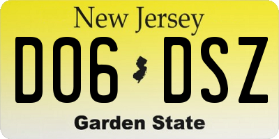 NJ license plate D06DSZ