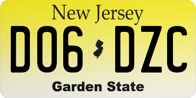 NJ license plate D06DZC