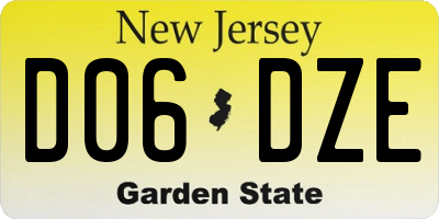 NJ license plate D06DZE