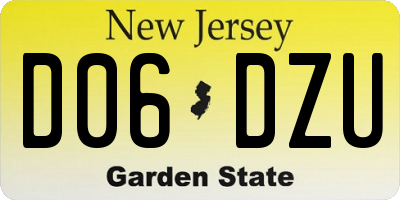 NJ license plate D06DZU