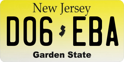 NJ license plate D06EBA