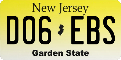 NJ license plate D06EBS