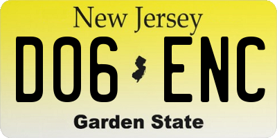 NJ license plate D06ENC