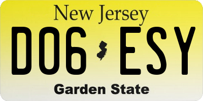 NJ license plate D06ESY