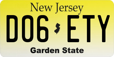 NJ license plate D06ETY