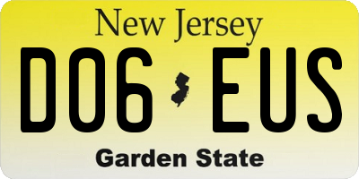 NJ license plate D06EUS