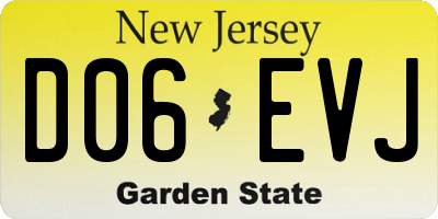 NJ license plate D06EVJ