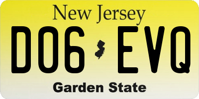 NJ license plate D06EVQ