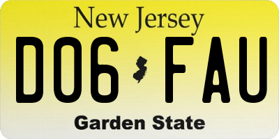 NJ license plate D06FAU