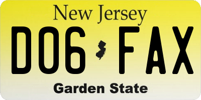 NJ license plate D06FAX