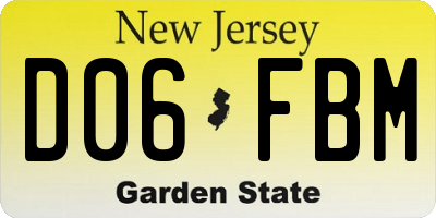 NJ license plate D06FBM