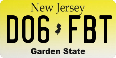 NJ license plate D06FBT