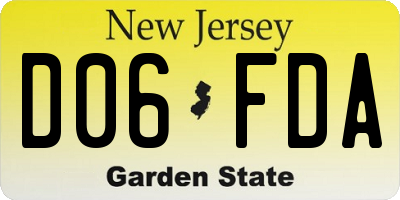NJ license plate D06FDA