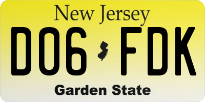 NJ license plate D06FDK