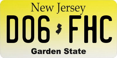 NJ license plate D06FHC