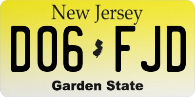NJ license plate D06FJD