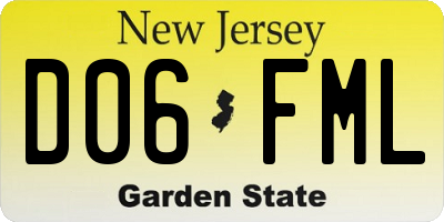 NJ license plate D06FML