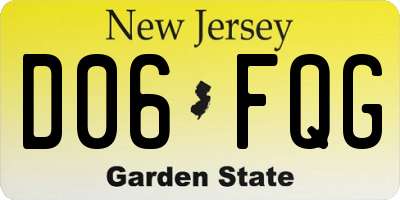 NJ license plate D06FQG