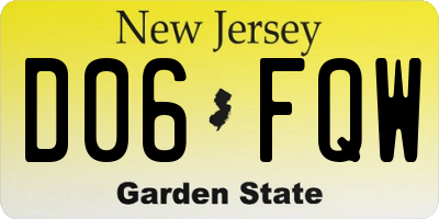 NJ license plate D06FQW
