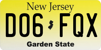 NJ license plate D06FQX