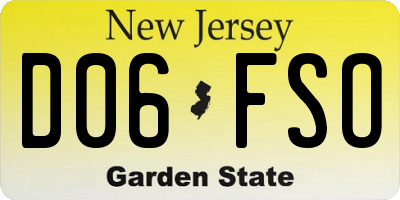 NJ license plate D06FSO